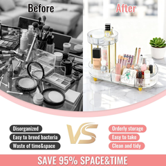 360° Rotating Clear Makeup Organizer – 2-in-1 Cosmetic, Skincare & Perfume Stand