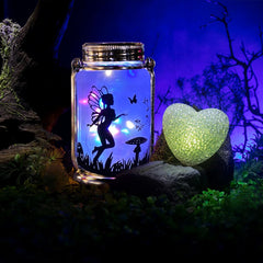 2-Pack Solar Fairy Lights - Outdoor Garden Decorations, Frosted Glass Jar with Stake, Night Lights