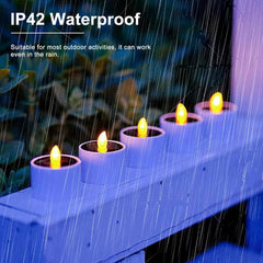 6 Pack Solar LED Flameless Tea Lights Waterproof
