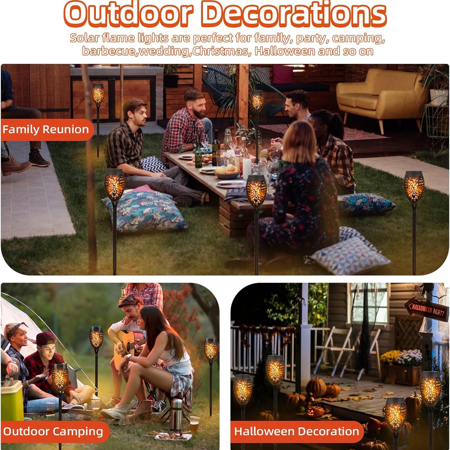 6 pack solar torch lights garden

