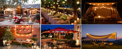 Outdoor Festoon String Lights 200FT (60M) Mains Powered, 104 LED G40 Shatterproof Bulbs, IP45 Waterproof Linkable Garden Lights