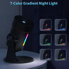 7-color gradient night light on a dark background with color-changing display.