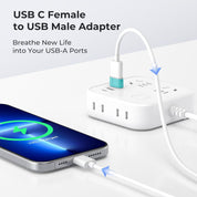 Green USB to USB-C Adapter 3-Pack – Type-C Female to USB-A Male Charger Converter for iPhone 11–16 Pro Max/Plus, Apple Watch Ultra/8/7, AirPods 2/3, iPad 8th–10th Gen, Air 4/5, Mini 6