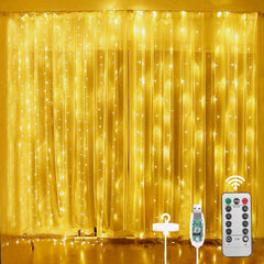 Curtain Fairy Lights, Waterproof LED String Lights with Remote & Timer for Indoor/Outdoor Decoration