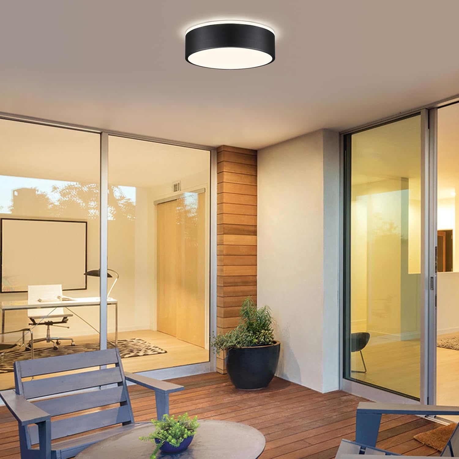 Modern LED Ceiling Light, 24W 4000K Black Metal Flush Mount Lamp 11.8 Inch for Bedroom, Living Room, Kitchen, Bathroom, Hallway, Dining Room, Lounge