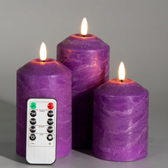 Blush Pink Flameless Pillar Candles with Remote, Flickering Real Wax LED Battery Operated Candles D 3