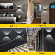 Modern LED Wall Lights for Living Room – 6W Black Aluminum Up Down Indoor Wall Lamp, Hardwired Sconce Lighting for Bedroom, Hallway & Home Decor