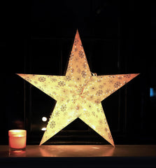 Large Silver Snowflake LED Paper Star Lantern – 40 cm Decorative Christmas Hanging Ornament