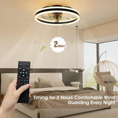 50cm Ceiling Fan with Light & Remote – 6 Speeds, 3000K-6500K Dimmable LED, Quiet Smart Ceiling Fan for Bedroom & Living Room (Black)