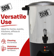 Made Safer 4L Hot Water Urn – Energy-Efficient Water Boiler & Dispenser for Tea & Coffee – 20 Cups, Thermal Jacket – UK