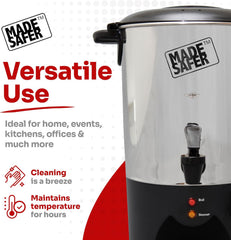 Made Safer 4L Hot Water Urn – Energy-Efficient Water Boiler & Dispenser for Tea & Coffee – 20 Cups, Thermal Jacket – UK