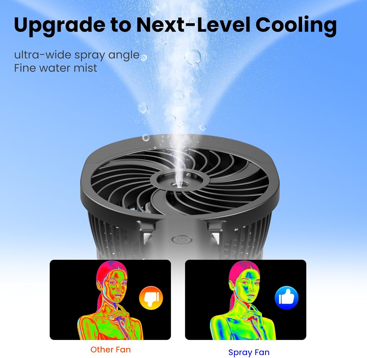 HandFan Hand Fan Water Cooling Battery Fan USB Battery Operated 3 Levels Mini Table Fan 2-in-1 with Laptop Multi Port Socket for Travel and Home