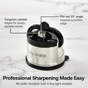 AnySharp Pro Metal Knife Sharpener – Suction Base | Hands-Free Safety | Razor-Sharp Results | Ideal for Hardened Steel & Serrated Knives