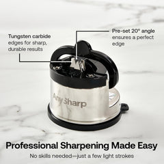 AnySharp Pro Metal Knife Sharpener – Suction Base | Hands-Free Safety | Razor-Sharp Results | Ideal for Hardened Steel & Serrated Knives