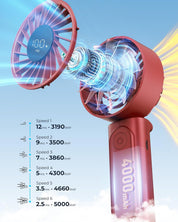 Portable Handheld Fan 4000mAh 6-Speed Foldable Mini Fan