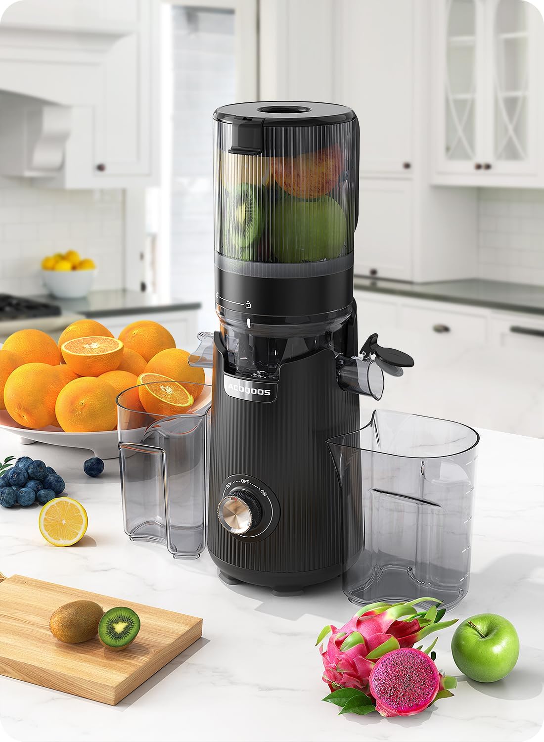 135mm Wide Chute Cold Press Juicer 300W BPA-Free Easy Clean Black