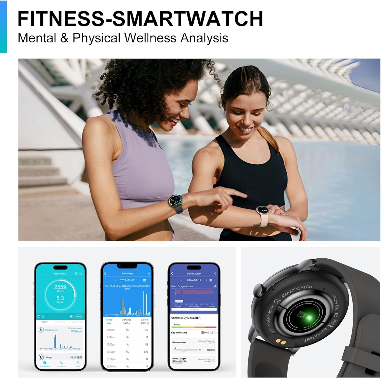 Smart Watch 1.43" AMOLED – Bluetooth Calls, Fitness Tracker, Heart & Sleep Monitor, IP68