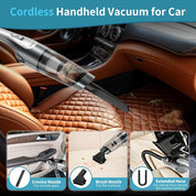 Cordless Car Vacuum Cleaner Grey – Powerful 9Kpa Suction, 20Min Runtime
