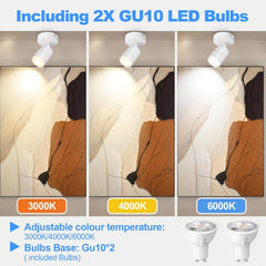 Light fixture with adjustable color temperature options on a neutral background