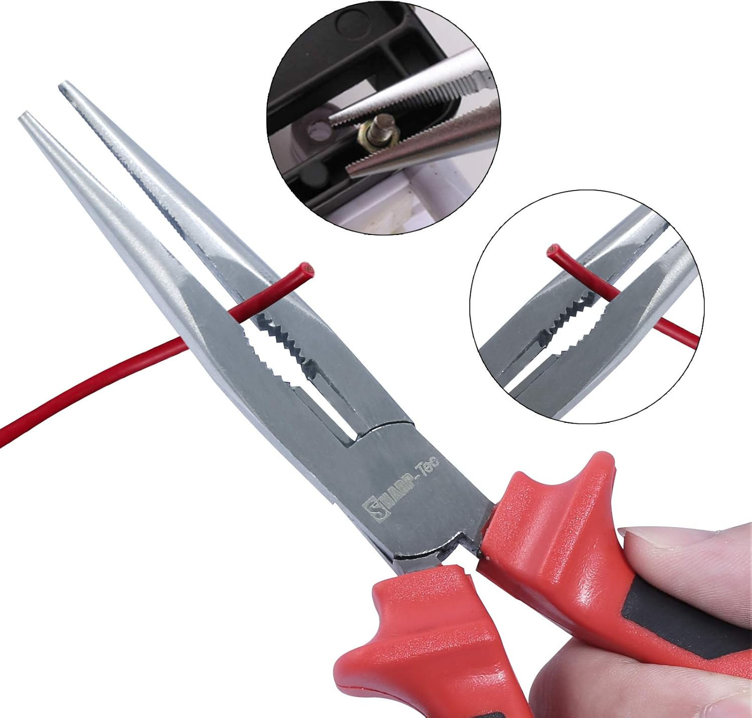 Sharp-tec 160mm Long Nose Pliers with Soft Grip Handles