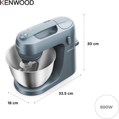 KZM35.000GY Go Collection Stand Mixer – 1400W Tilt-Head Electric Kitchen Mixer with 6.2L Bowl, Storm Blue