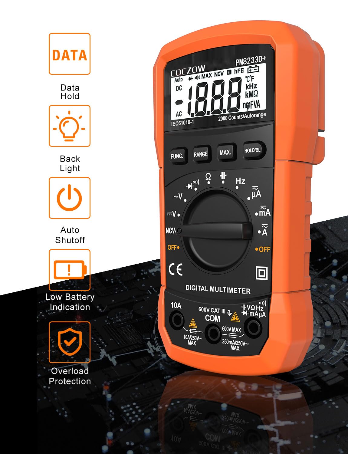 Digital Multimeter AC DC Voltage Current Tester
