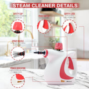 Belaco Handheld Steam Cleaner – High Pressure Multi-Purpose Steam Cleaner 1050W with 9 Accessories | Portable Chemical Free Steamer for Home, Kitchen, Bathroom, Tiles, Grout, Upholstery & Cars BSC389A