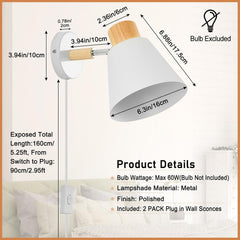 Wall sconce with dimensions and product details on a light background