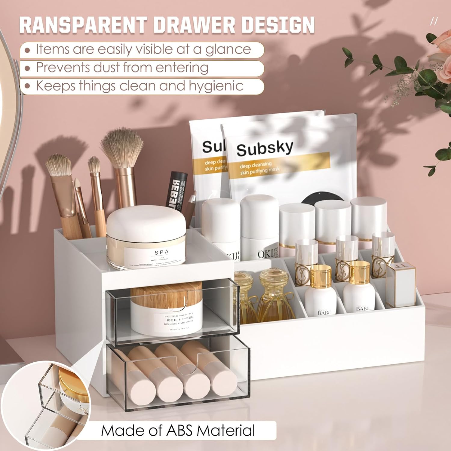 Makeup Organiser with Drawers – Skincare & Cosmetic Storage for Bedroom & Bathroom