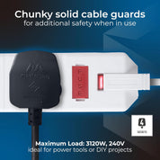 Four Socket Extension Lead 2m 13A Heavy Duty