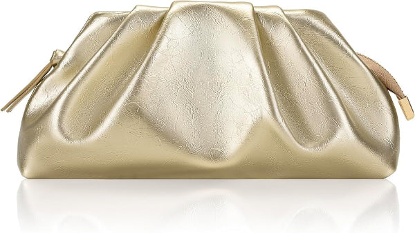 Cloud Clutch Bag for Women – PU Leather Pleated Dumpling Purse with Shoulder Strap