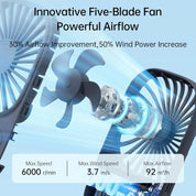 Portable Handheld Mini Fan – 3 Speeds USB Rechargeable