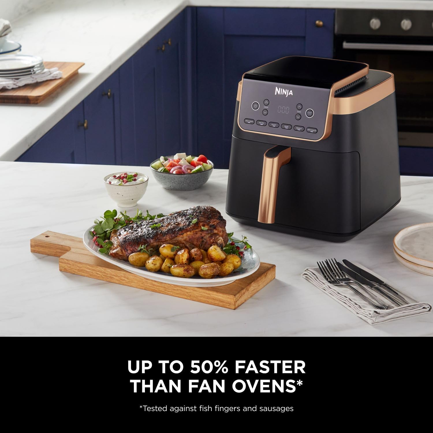 Air Fryer MAX PRO 6.2L – Family Size Digital Air Fryer with Non-Stick Drawer, Bake, Roast, Fry, Dishwasher Safe – Black & Copper