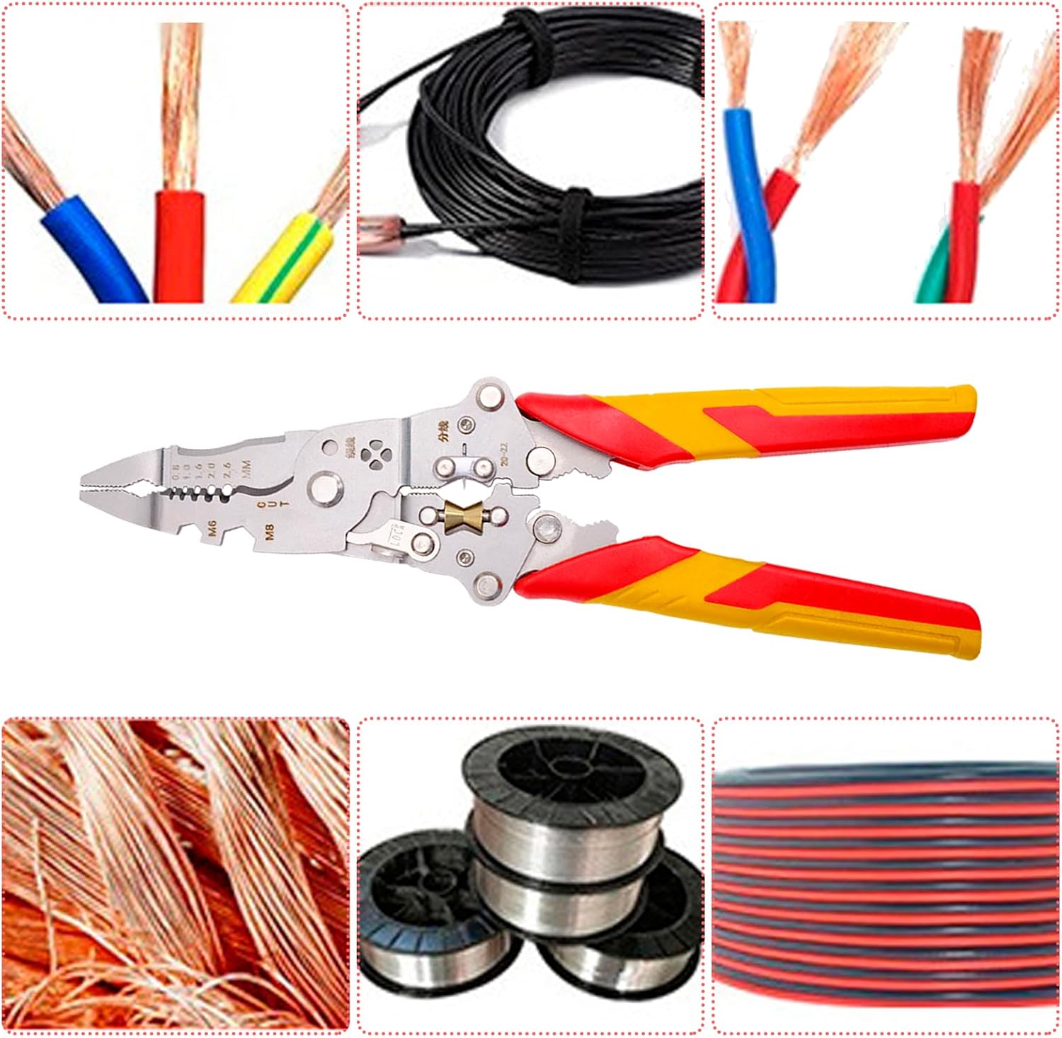 9 in 1 Multifunctional Wire Stripper Tool - Professional Electrician Pliers Set for Electrical Installation | Cable Stripping, Cutting, Crimping | Compatible with AWG 10-24 Wires
