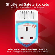 3-Socket Surge Protected Adaptor with Individual Switches – Safe Power Extension