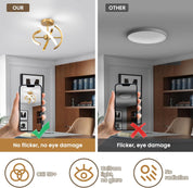 LED Ceiling Light, Elegant Gold Curved Design with 4 Strips, 22W Modern Ceiling Fixture for Hallway, Office, Bedroom, Kitchen, Living Room, Dining Room (Cool White 6000K)
