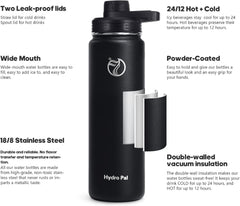 Vacuum Insulated Stainless Steel Water Bottle – 500ml–1200ml, 2 Lids, Hot & Cold