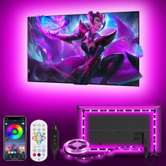 LED TV Backlights, 3M RGB Strip Lights for 32-60 inch TVs, Music Sync, Remote & App Control, USB, for Room and Xmas Decor