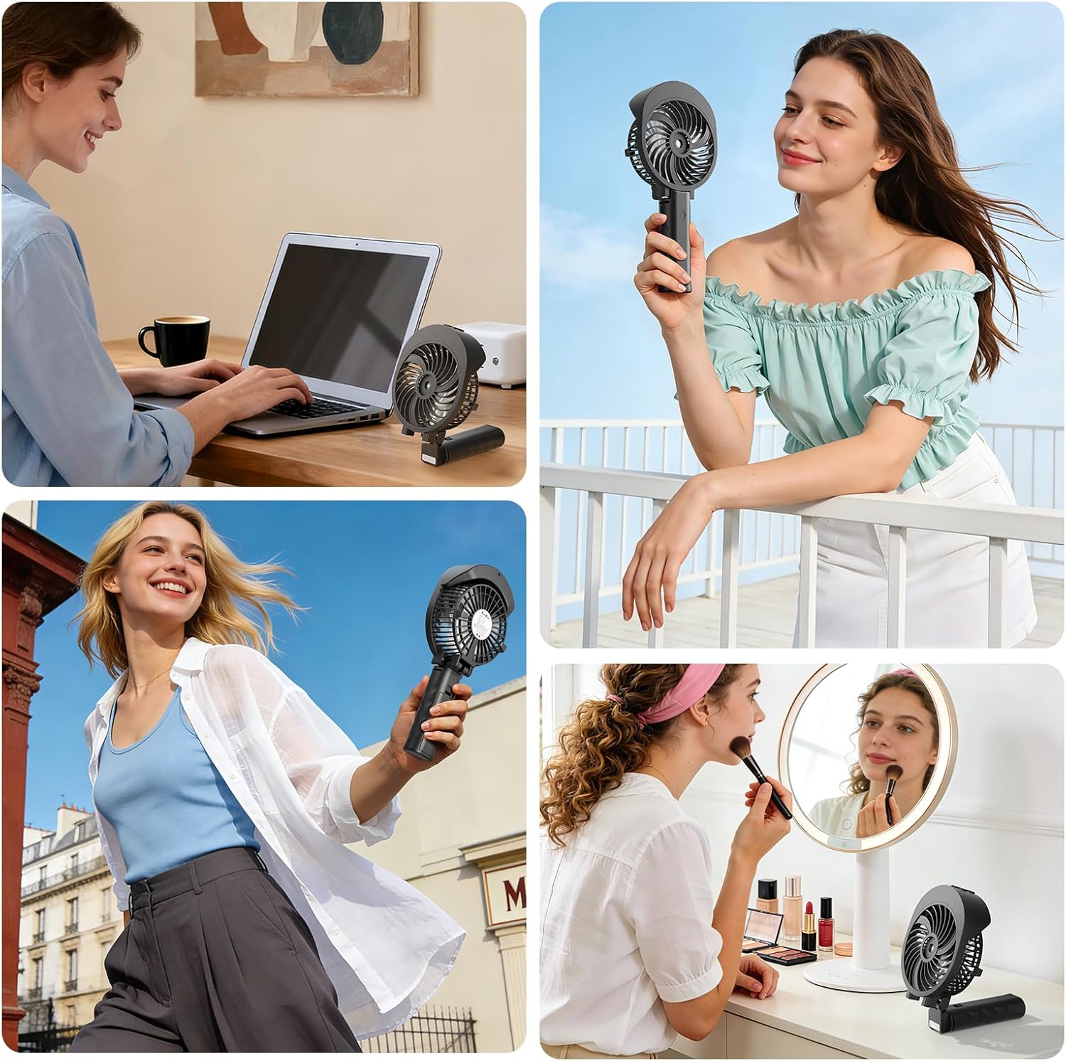 HandFan Hand Fan Water Cooling Battery Fan USB Battery Operated 3 Levels Mini Table Fan 2-in-1 with Laptop Multi Port Socket for Travel and Home