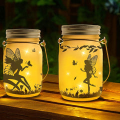 Solar Fairy Lantern, Waterproof Frosted Glass Mason Jar Lights, LED Hanging Lamp for Table, Yard, Garden, Patio, Multicolor