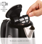 Equip 1.7L Jug Kettle – 3kW Rapid Boil, Stainless Steel, Removable Filter, Easy View Water Gauge, Black