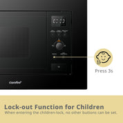 20L Black Built In Grill Microwave with Digital Control, Auto Menu & Defrost
