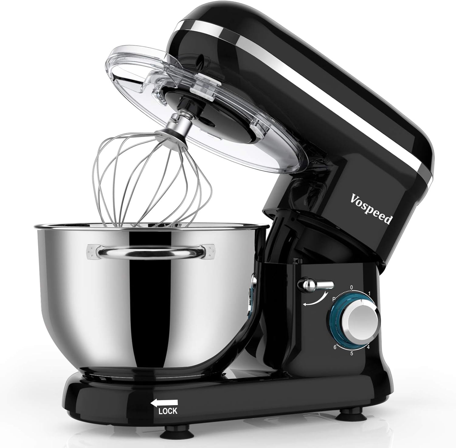 Food Mixer Dough Blender 6.2L 2000W Electric Stand Mixer – Cake Mixer with Bowl, Beater, Hook, Whisk & Spatula – Black