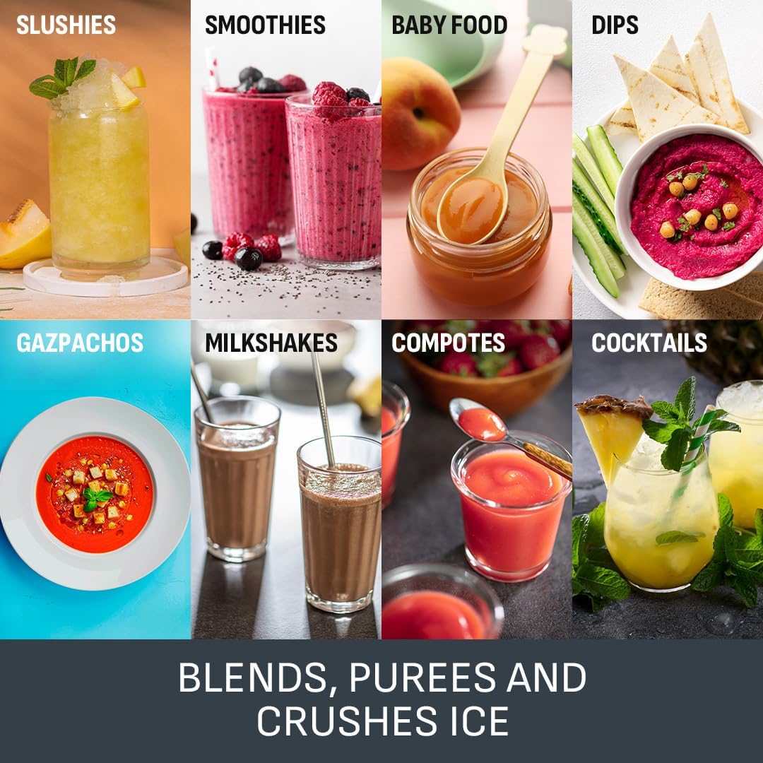 Blendforce II Blender 600W – 2L Jug (1.25L Capacity), 4 Stainless Steel Blades, 2 Speeds + Pulse, Ice Crush & Smoothie Maker – White