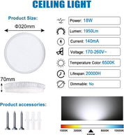 18W LED Ceiling Light 1950LM 6500K Daylight Star Round Modern Lamp
