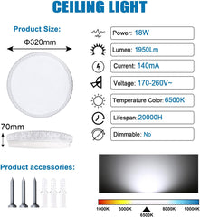 18W LED Ceiling Light 1950LM 6500K Daylight Star Round Modern Lamp