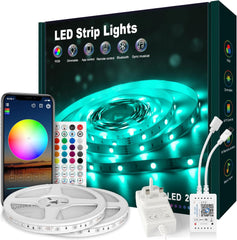 LED Strip Light 5m, RGB Music Sync Colour Changing LED Lights for Bedroom, Smart Ambient Lights with Bluetooth App & Remote Control, Flexible Design for Gaming, Ceiling, and Home Decoration