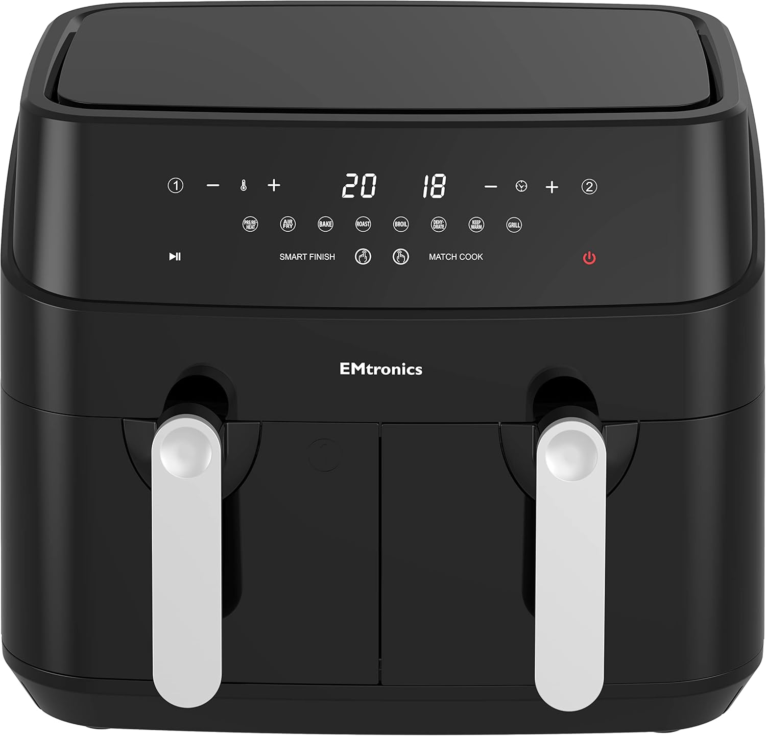 9L Dual Air Fryer XXL Family Size – 8 Preset Menus, Oil-Free Healthy Cooking, Easy Clean Interior, 99-Min Timer – Black
