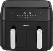 9L Dual Air Fryer XXL Family Size – 8 Preset Menus, Oil-Free Healthy Cooking, Easy Clean Interior, 99-Min Timer – Black