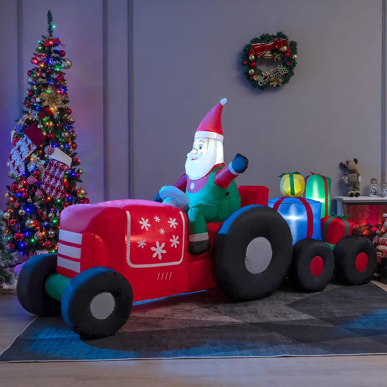 COSTWAY Inflatable Santa Claus with LED Lights – Christmas Decor